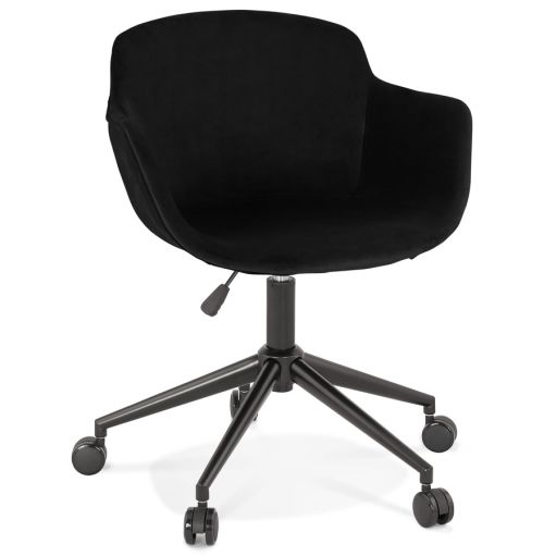 Chaise de bureau 'ROLLING' en velours noir sur roulettes