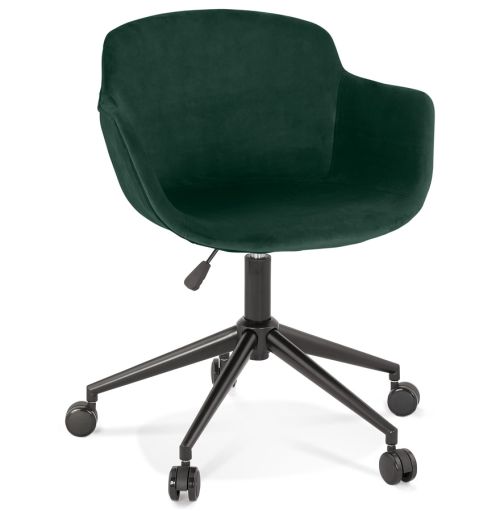 Chaise de bureau 'ROLLING' en velours vert sur roulettes