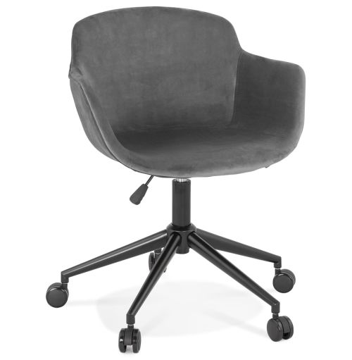 Chaise de bureau 'ROLLING' en velours gris sur roulettes
