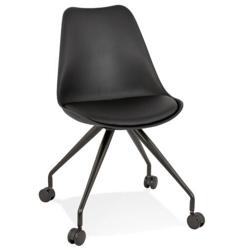 Chaise de bureau sur roulettes 'SKIN' noire avec structure en métal noir