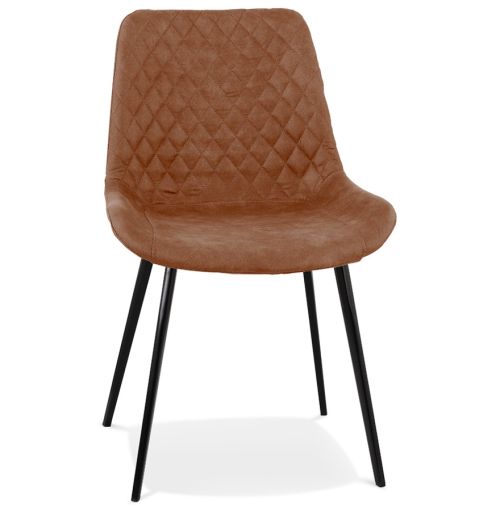 Chaise design 'TAICHI' en microfibre brune et pieds en métal noir