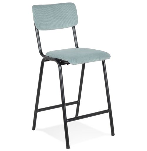 Tabouret snack mi-hauteur 'TALIA MINI' en tissu côtelé bleu - commande par 2 pièces / prix pour 1 pièce