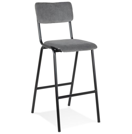 Tabouret de bar 'TALIA' en tissu côtelé gris foncé - commande par 2 pièces / prix pour 1 pièce