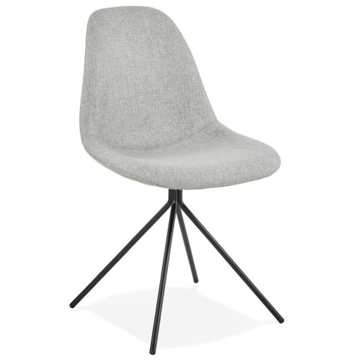 Chaise design 'TAMARA' en tissu gris avec pied en métal noir