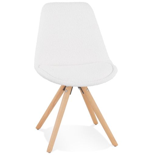 Chaise design 'VALENTINE' en tissu bouloché blanc style scandinave