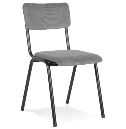 Chaise de cuisine 'VANINA' en tissu côtelé gris foncé 