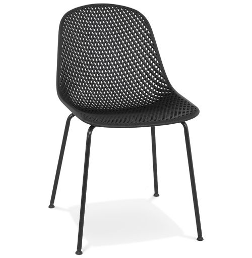Chaise design perforée 'VIKY' noire intérieure / extérieure