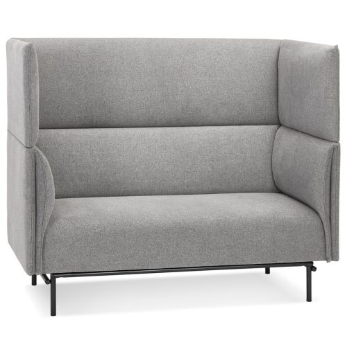 Canapé acoustique 2 places 'VISAVI' avec haut dossier en tissu gris clair 