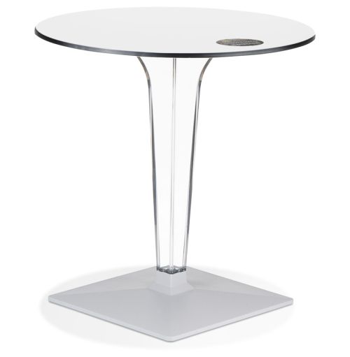 Table de terrasse ronde 'VOCLUZ' blanche intérieur/extérieur - Ø 68 cm