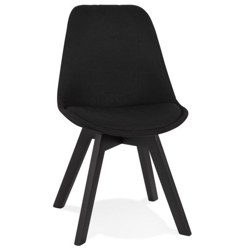 Chaise design 'WILLY' en tissu et bois noir