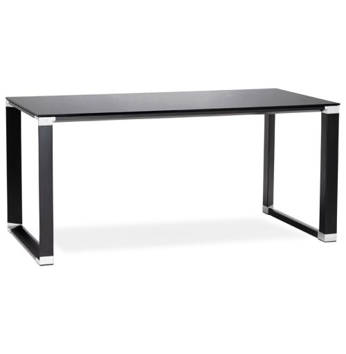 Petit bureau droit design 'XLINE' en verre noir - 140x70 cm