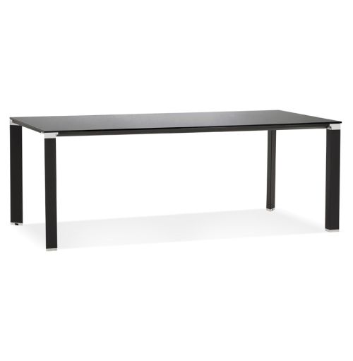 Table de réunion / à manger design 'XLINE' en verre noir - 200x100 cm