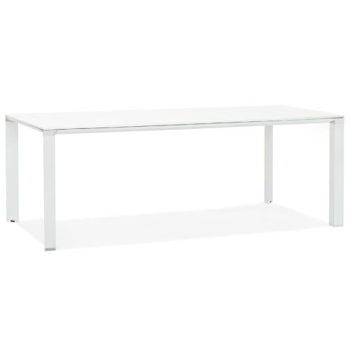 Table de réunion / à manger design 'XLINE' en verre blanc - 200x100 cm