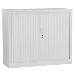 Armoire de bureau basse à rideaux 'CLASSIFY' grise - 100x120 cm