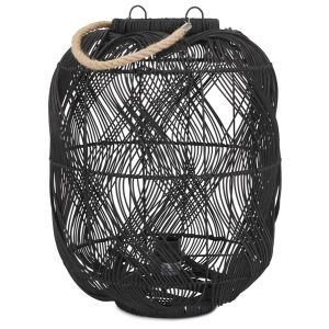 Lampe style lanterne 'DOMINGO' en rotin noir