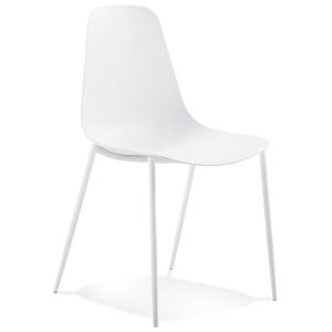 Chaise intérieur / extérieur 'FELIZ' blanche en matière plastique et métal