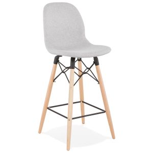 Tabouret snack mi-hauteur 'GALACTIK MINI' en tissu gris clair style scandinave