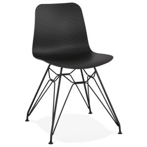 Chaise design 'GAUDY' noire style industriel avec pied en métal noir