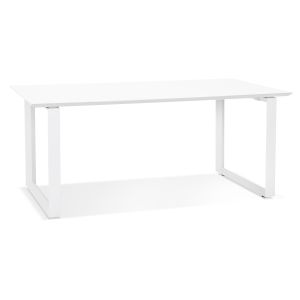 Grand bureau droit de direction 'GIMINI' en bois et métal blanc - 180x90 cm