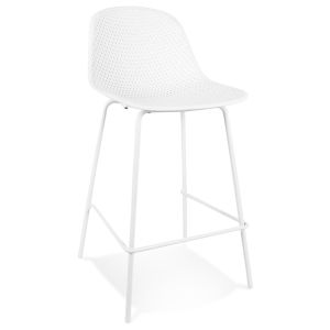 Tabouret snack mi-hauteur perforé 'LOKI MINI' blanc intérieur / extérieur