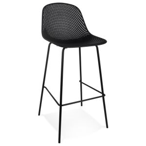 Tabouret de bar perforé 'LOKI' noir intérieur / extérieur