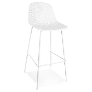 Tabouret de bar perforé 'LOKI' blanc intérieur / extérieur