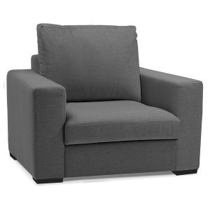 Fauteuil de salon 1 place 'LUCA MINI' en tissu gris foncé