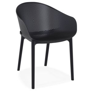 Chaise de terrasse perforée 'LUCKY' noire design