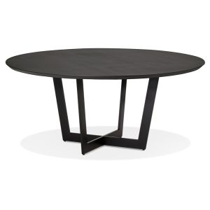 Table de salle à manger ronde 'LULU' en bois et métal noir - Ø120 cm