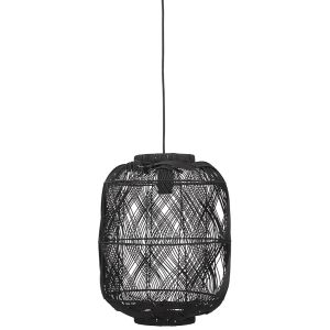 Suspension style lanterne 'PACITO' en rotin noir