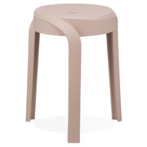 Tabouret bas empilable 'POMPA' en matière plastique beige
