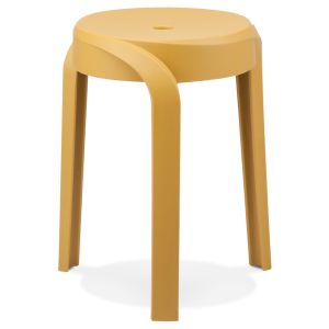 Tabouret bas empilable 'POMPA' en matière plastique moutarde