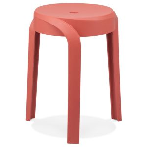 Tabouret bas empilable 'POMPA' en matière plastique rouge