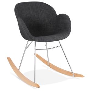 Chaise à bascule design 'ROCKY' grise foncé en tissu