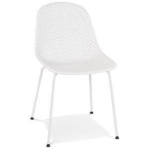 Chaise design perforée 'VIKY' blanche intérieure / extérieure