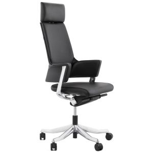 Fauteuil de bureau ergonomique 'VIP' en cuir noir