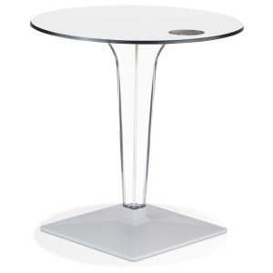 Table de terrasse ronde 'VOCLUZ' blanche intérieur/extérieur - Ø 68 cm