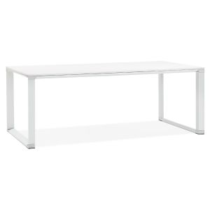 Grand bureau de direction droit 'XLINE' en bois blanc - 200x100 cm