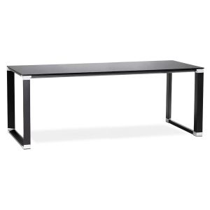 Grand bureau de direction droit 'XLINE' en verre noir - 200x100 cm