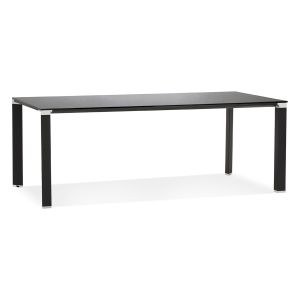 Table de réunion / à manger design 'XLINE' en verre noir - 200x100 cm