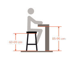 Tabourets snack - hauteur 65 cm