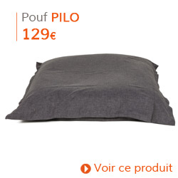 Déco d'automne - Pouf géant PILO en tissu gris