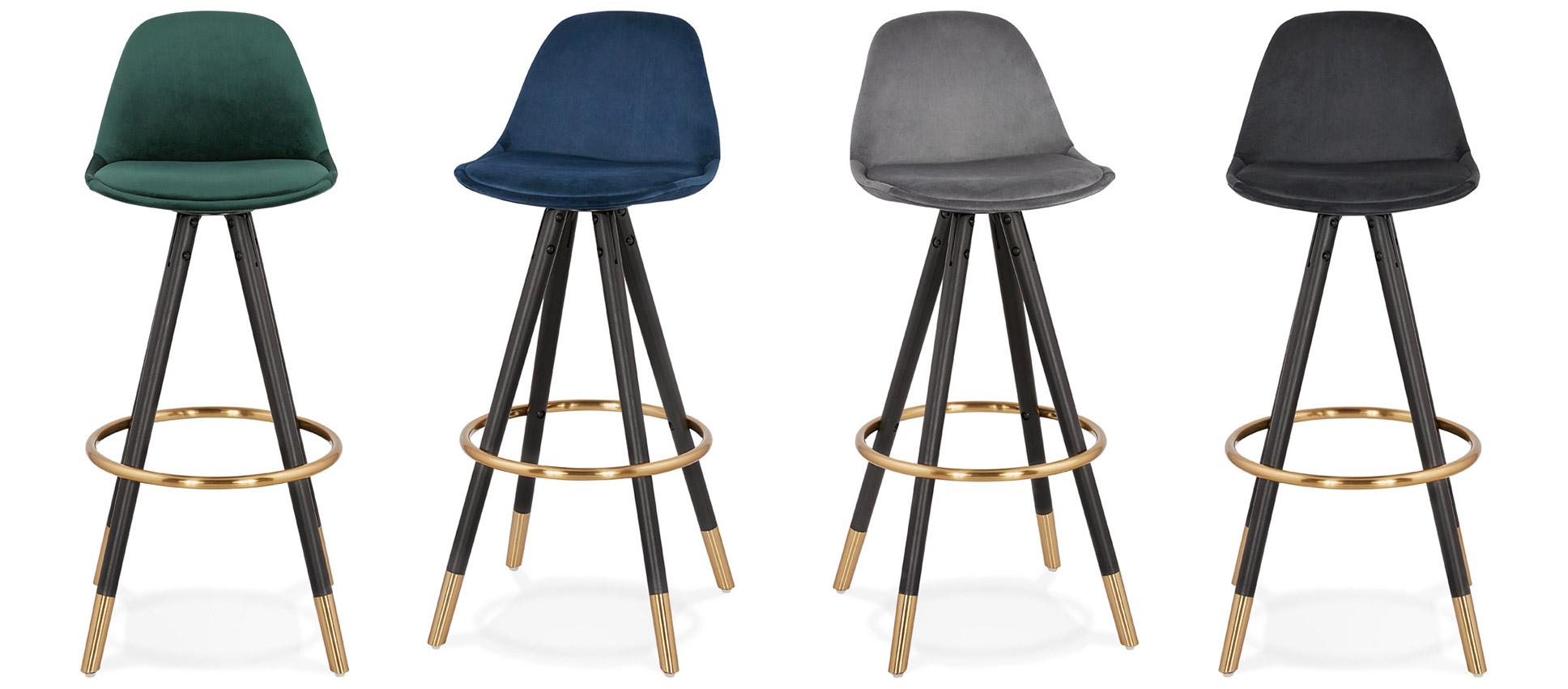 Tabourets de bar vintage CHICAGO en velours