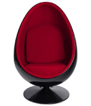 Fauteuil oeuf COCOON noir-rouge